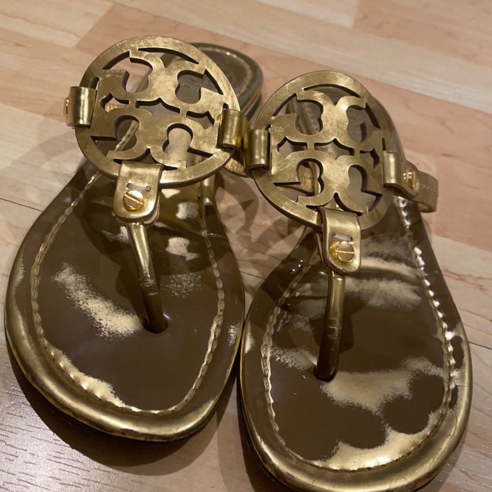Tory Burch Mettalic Gold Sandals  (flip flops)